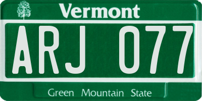 VT license plate ARJ077