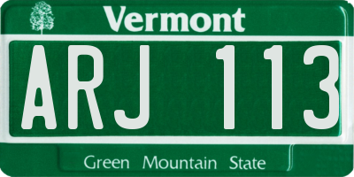 VT license plate ARJ113