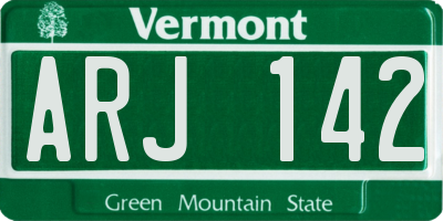 VT license plate ARJ142