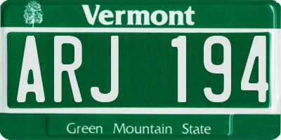 VT license plate ARJ194
