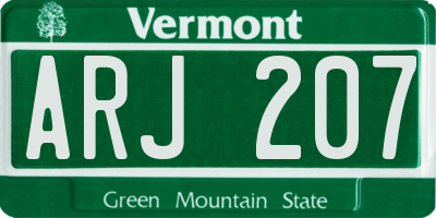 VT license plate ARJ207