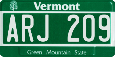 VT license plate ARJ209