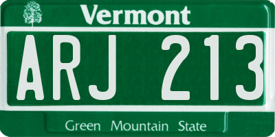 VT license plate ARJ213