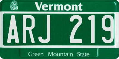 VT license plate ARJ219