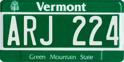 VT license plate ARJ224