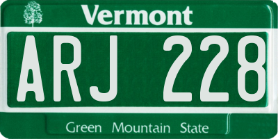 VT license plate ARJ228