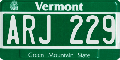 VT license plate ARJ229