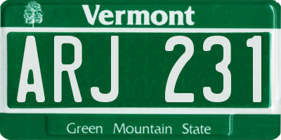 VT license plate ARJ231