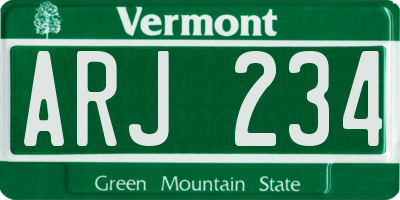 VT license plate ARJ234