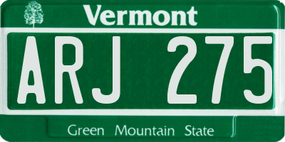 VT license plate ARJ275