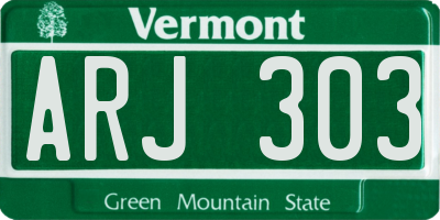 VT license plate ARJ303