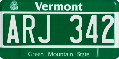 VT license plate ARJ342