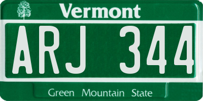 VT license plate ARJ344