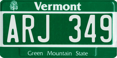 VT license plate ARJ349