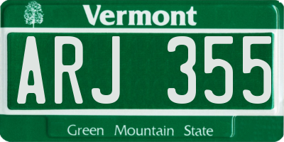VT license plate ARJ355