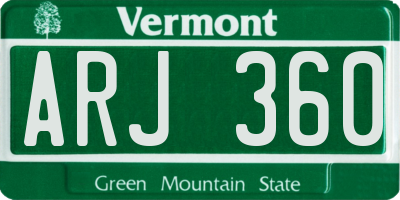 VT license plate ARJ360