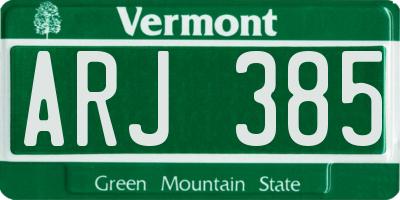 VT license plate ARJ385