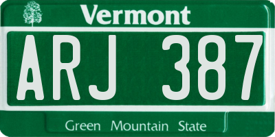 VT license plate ARJ387