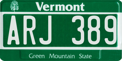 VT license plate ARJ389