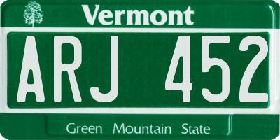 VT license plate ARJ452