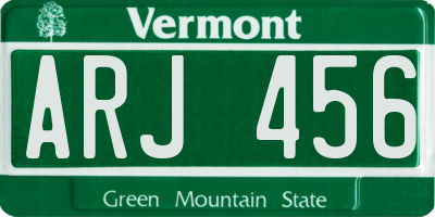 VT license plate ARJ456