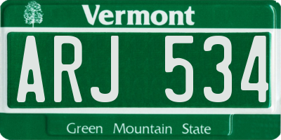 VT license plate ARJ534