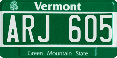 VT license plate ARJ605