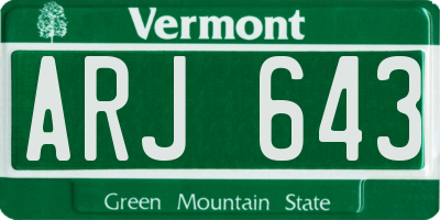 VT license plate ARJ643