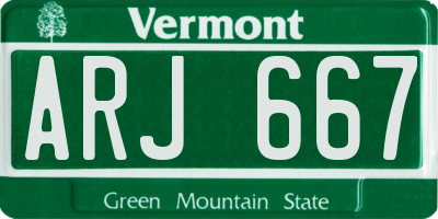 VT license plate ARJ667