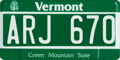 VT license plate ARJ670