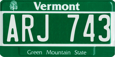 VT license plate ARJ743