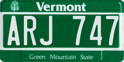 VT license plate ARJ747