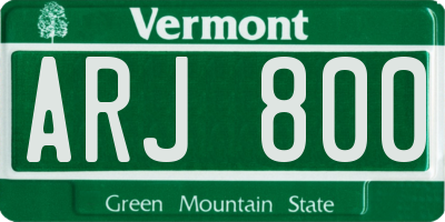 VT license plate ARJ800