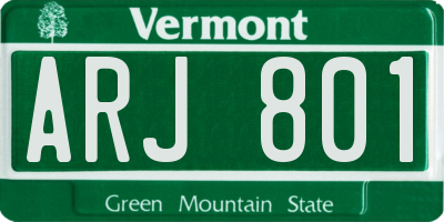 VT license plate ARJ801