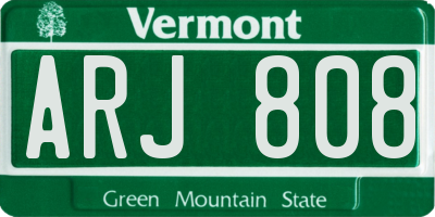 VT license plate ARJ808
