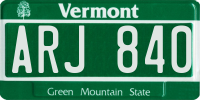 VT license plate ARJ840