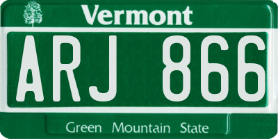 VT license plate ARJ866