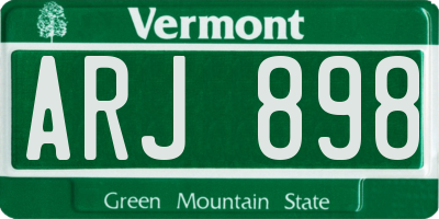 VT license plate ARJ898