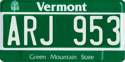 VT license plate ARJ953