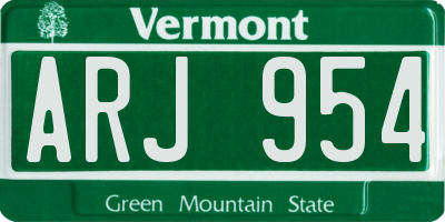 VT license plate ARJ954
