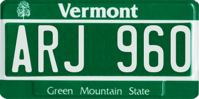 VT license plate ARJ960
