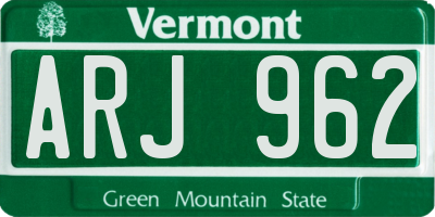 VT license plate ARJ962