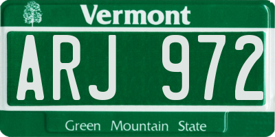 VT license plate ARJ972