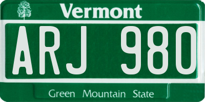 VT license plate ARJ980