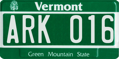 VT license plate ARK016