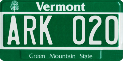 VT license plate ARK020