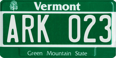 VT license plate ARK023