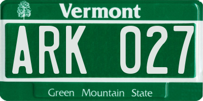 VT license plate ARK027