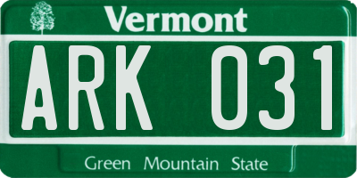 VT license plate ARK031