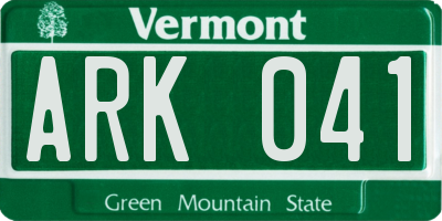 VT license plate ARK041